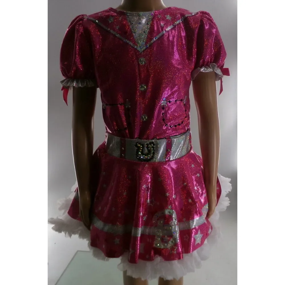 Pre-Owned Dance Costume Large Child Pink Dance Inked Jazz Clogging Musical Thea